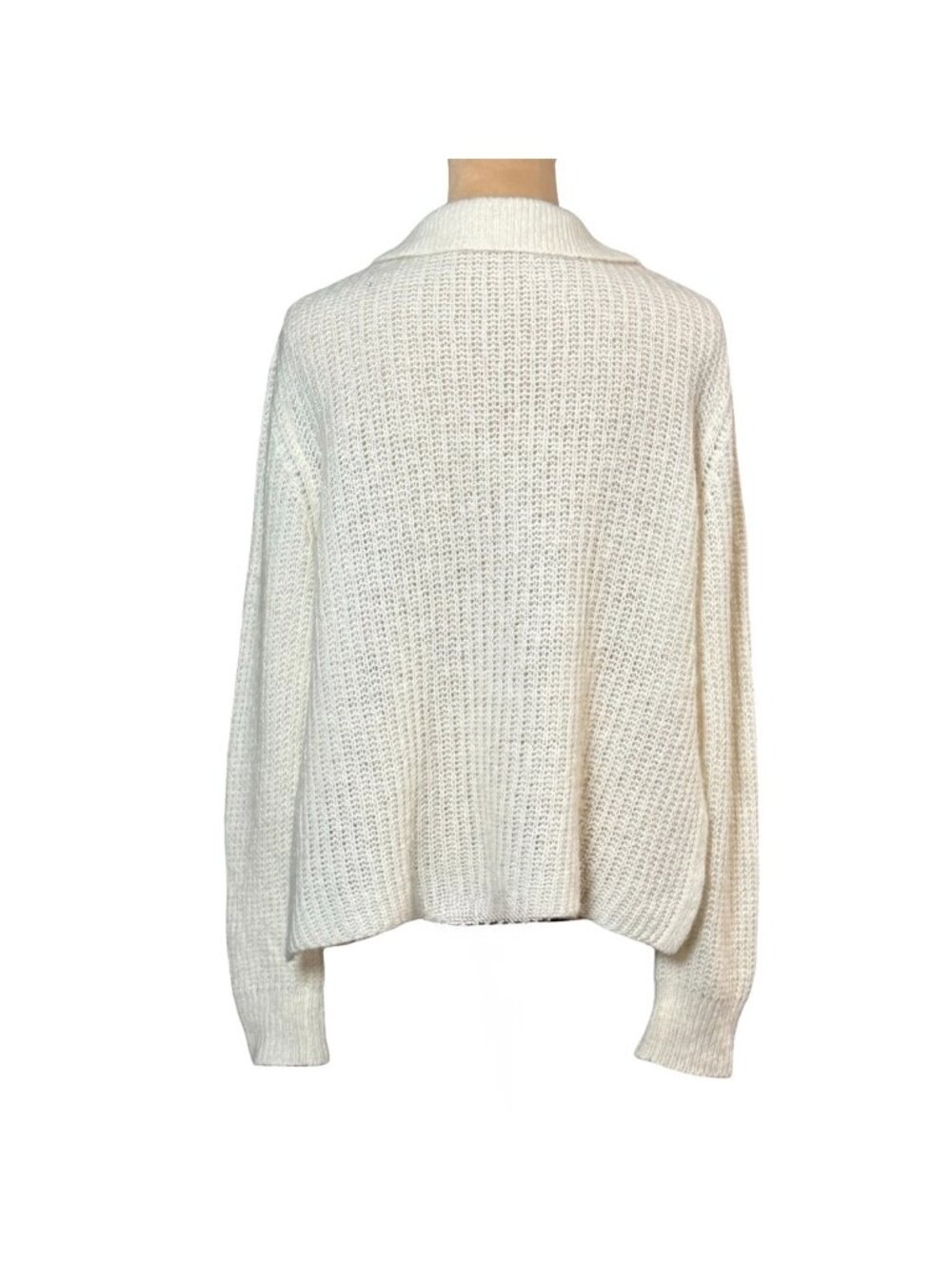 Oversized Alpaca Wool Blend Polo Sweater M Minimalist Boxy - Picture 4 of 11